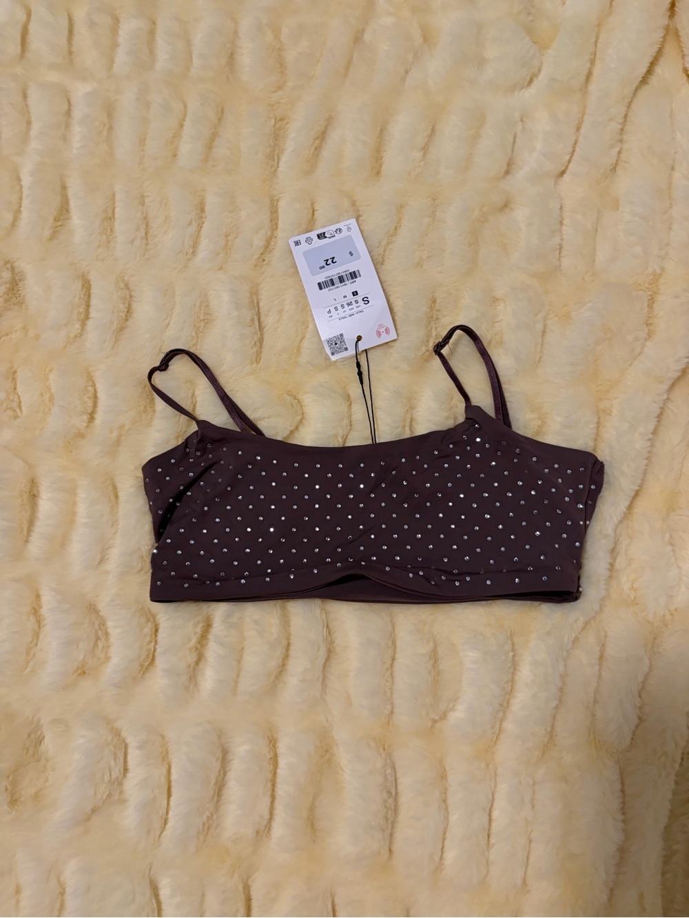 Brown bedazzled bra top